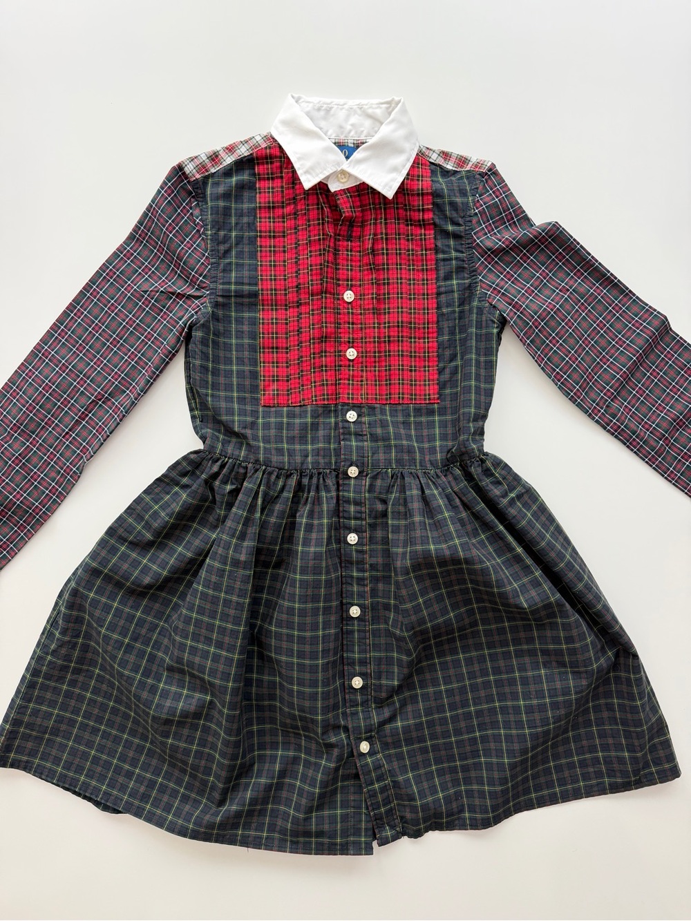 Polo by Ralph Lauren Red & Green Plaid Button-Front Shirt with White Collar